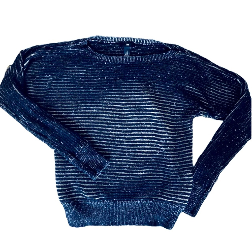 Women’s Striped Sweater - Navy Blue and Greyish-White